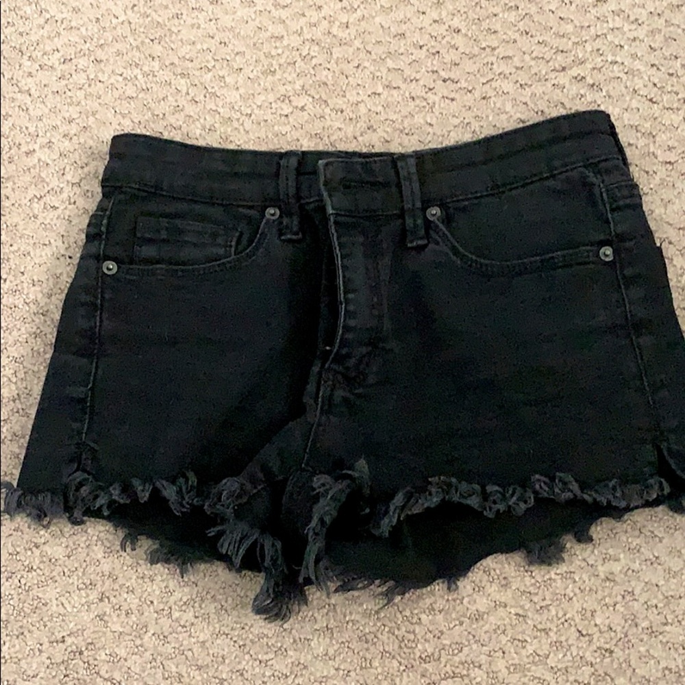 black denim shorts